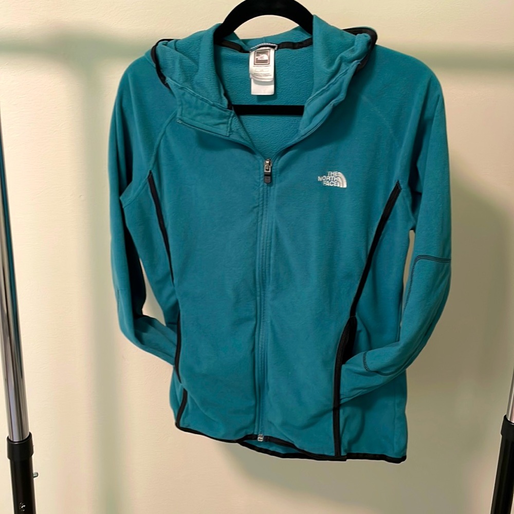 North face Teal Zip up Size Large